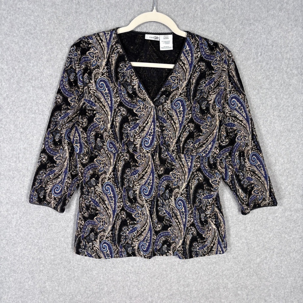 Vintage 90s Babydoll Top PL Paisley Crochet Trim Fairy Grunge Glitter Textured